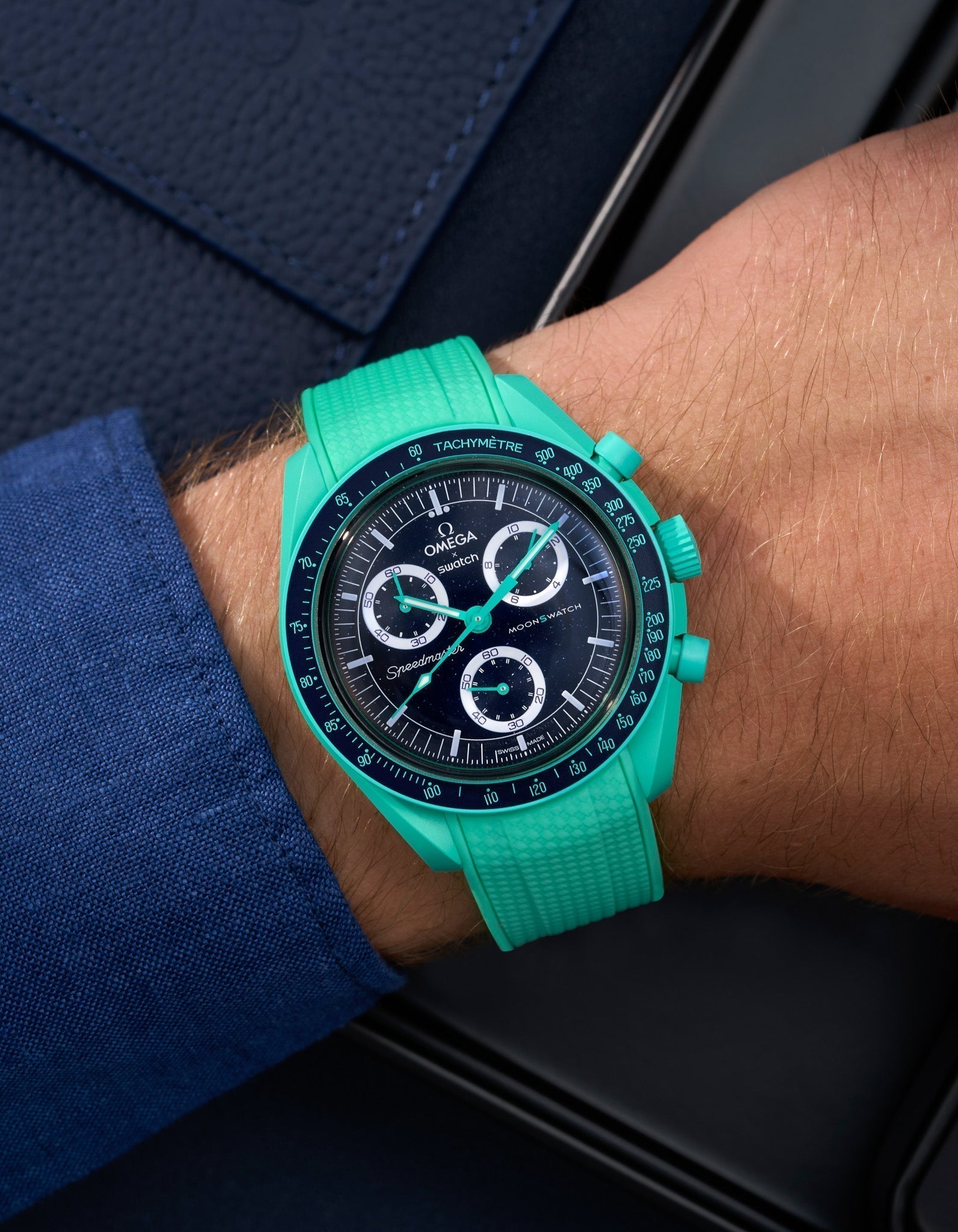 MoonSwatch Mission On Earth Watch - Polar Lights (Rubber Strap)